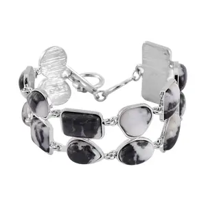 2 Row Link Bracelet in Silvertone 7.00-8.75In Christmas Gifts