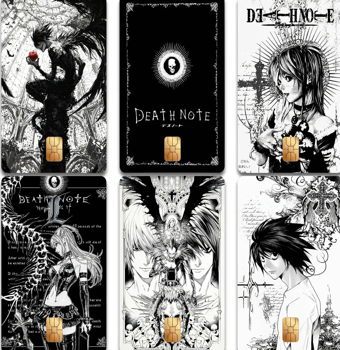 Death Note Anime Credit Card Sticker Cover | Light L Ryuk Character Inspired Vinyl Decal | Dark Gothic Manga Fan Art Gift for Teens Boys & Girls