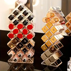 Transparent Lipstick Storage Box, Lipstick Holders, Multi-Grid Cosmetic Organizer, Makeup Display Rack, Desktop Vanity and Tabletop Storage Holder, Makeup Tray