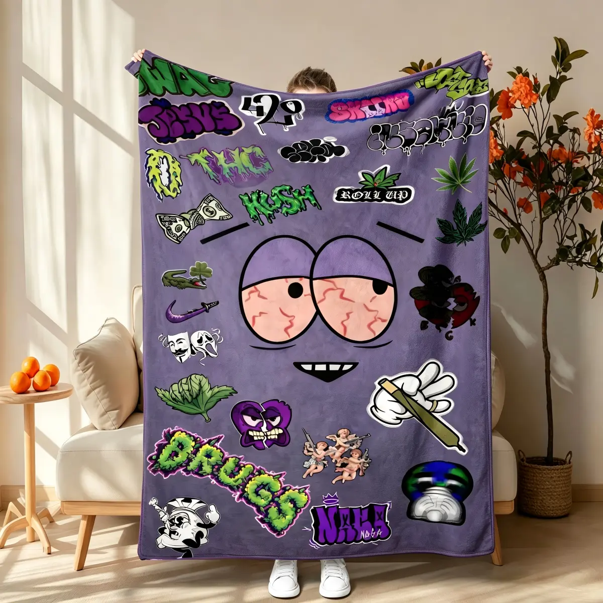 Towelie Flannel Blanket - Flannel Fabric, Multi-Size (60x80in Adult-Sized), Modern Fashionable Prints, Soft Warm Breathable Durable All-Season Throw, Ideal for Sofa, Gaming Rooms, MMORPG Fanart Gift for Naps, Perfect Gift Idea