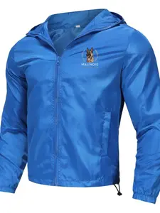 Belgian Malinois Hooded Windbreaker, Dog Portrait Logo Jacket, Slim-Fitting Casual Sun-Suit, Ideal for All Seasons