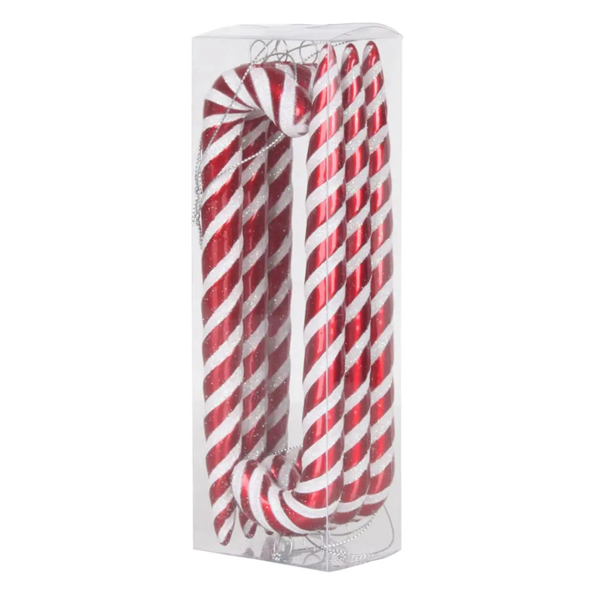 212 MAIN Red & White Plastic Candy Cane Christmas Ornaments - 7.5" h x 2" w x 2" l, Light Weight, 6 Pieces per Box, Festive Home Decor for Holiday Decorating, Six Pieces