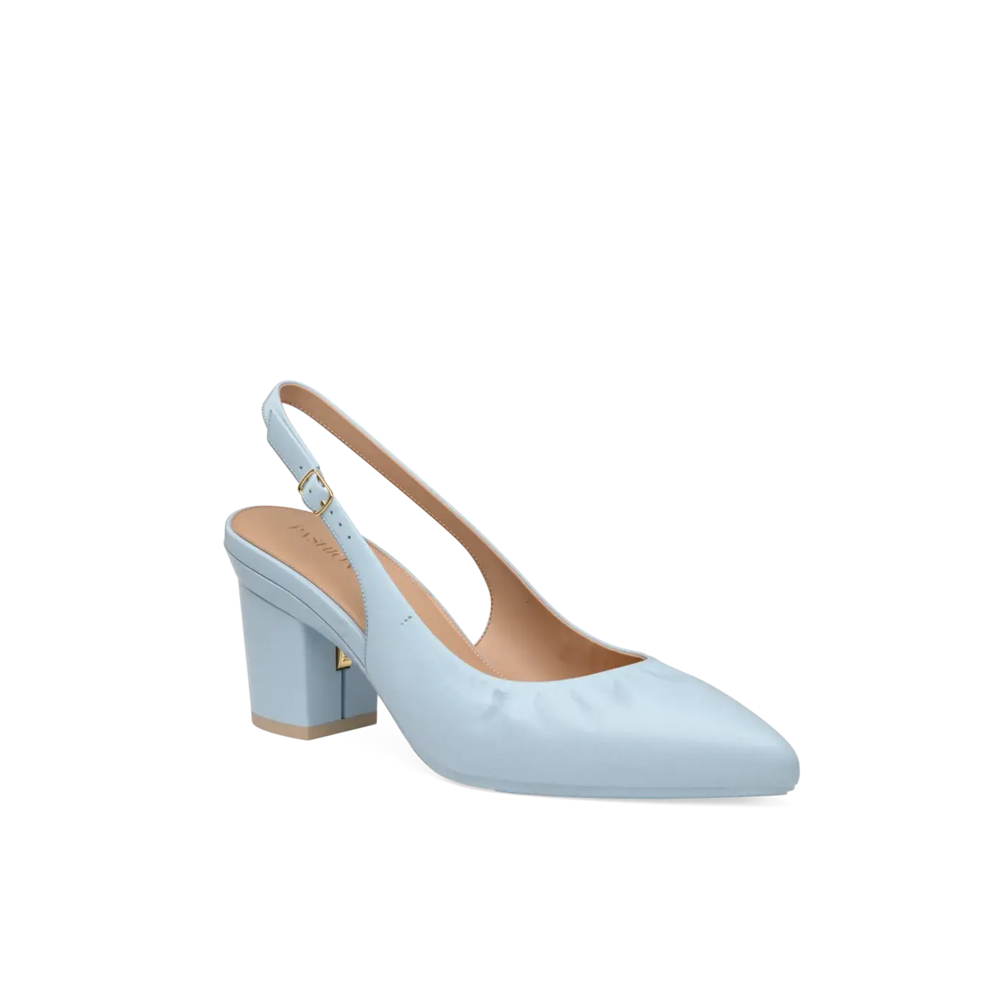Slingback Buckle Pump - Baby Blue Leather 3" Block