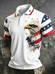 Men's Casual Golf Polo Shirt, Short Sleeve, All over Print, Polyester Fabric, Breathable, Regular Fit, Daily Wear, Golfing Apparel