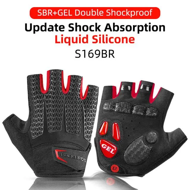 ROCKBROS Road Cycling Gloves for Men Women Commuter Gloves Half Finger Biking Gloves with Gel Padded Shock Absorbing, Breathable Anti Slip Road Bike Gloves for Summer Bicycling Riding