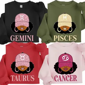 [Full 12 Zodiac] Woman Zodiac Sweatshirt – Trendy Astrology Sign Crewneck for Gemini, Pisces, Taurus & Cancer, Sparkly Horoscope Pullover, Unisex Aesthetic Gift for Zodiac Lovers