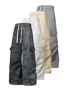 CCCMAI Men's Camouflage Multi-Pocket Cargo Pants Loose Fit Casual Drawstring Trousers for Daily Wear Fashion Athletic Long Pants for Autumn Winter Essential Menswear for Outdoor and Street Style