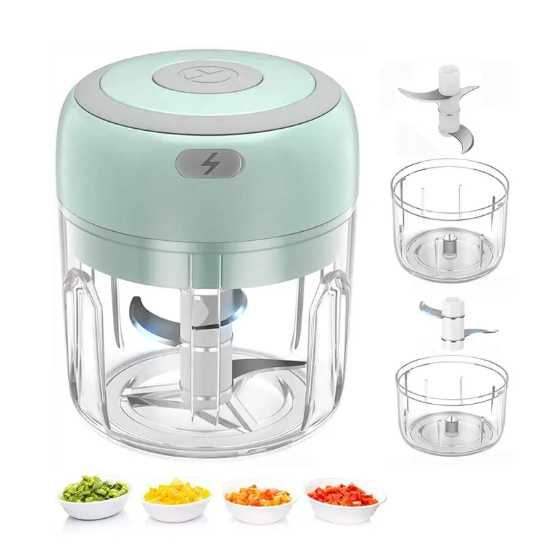 Electric Garlic Cutter, Mini Portable Vegetable Cutter, 250ML Garlic Grinder, Wireless Food Processor, Great Camping Partner, Suitable for Ginger, Chili Peppers, Fruits and Meats