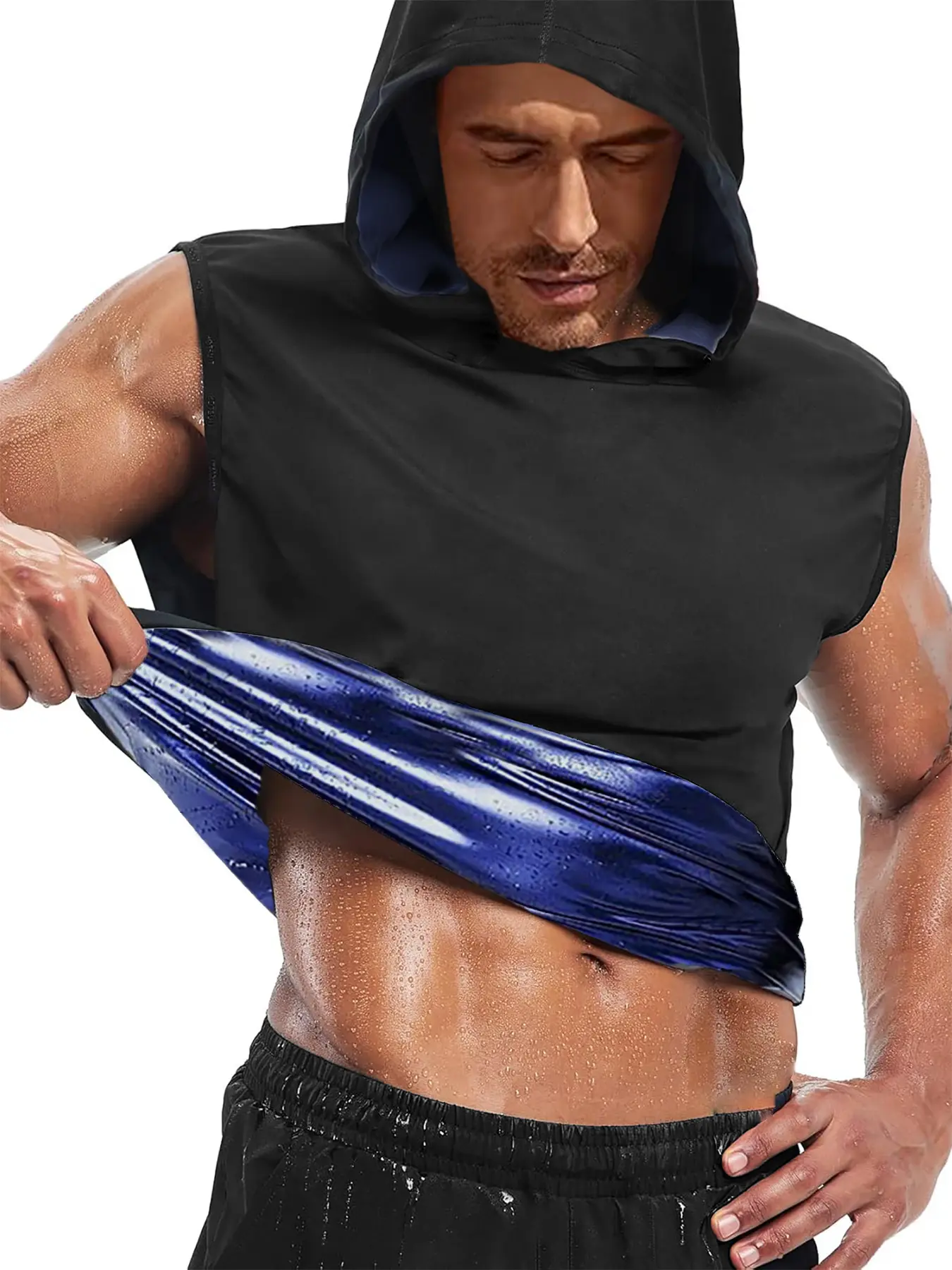 Men's Sauna Vest for Workouts, Heat-Trapping Sleeveless Gym Top, Casual Plain Design, All-Season Fitness Apparel