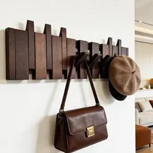 ArtBeek Wall Mounted Coat Rack with Hooks Wooden Wall Mount Piano Key Coat Rack 8 Hooks Solid Wood Coat Rack Wall Mount for Entryway, Living Room, Bedroom, Hallway (22")