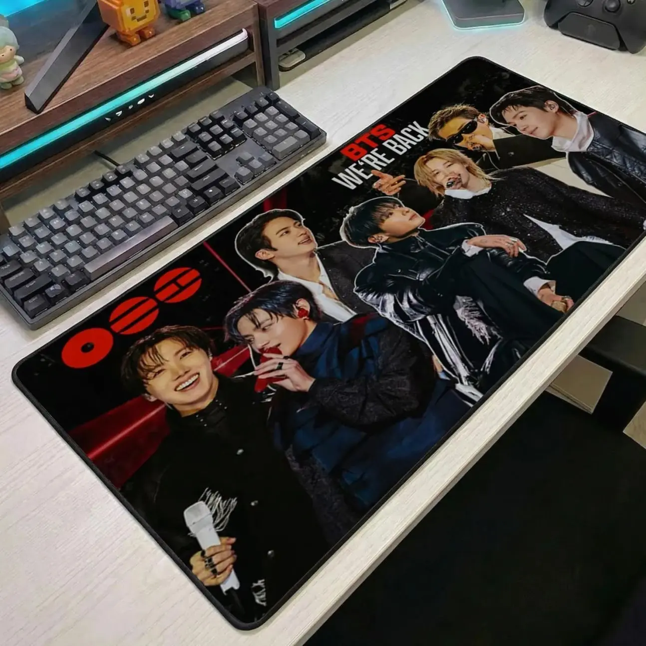 Bangtan Mouse Pad Large Desk Mat, Kpop We Are Back Gaming Mousepad, , Anime Style Desk Mat