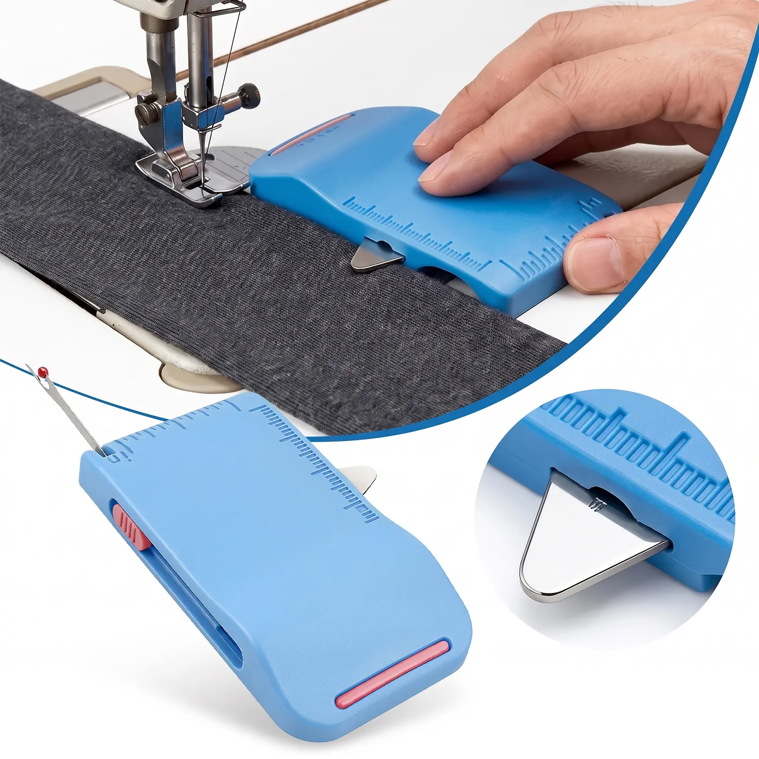 Magnetic Seam Guide for Sewing Machine, Built-in Seam Ripper and Edge Guide, Sewing Guidesfor Precise Straight Stitching, Sewing Supplie Accessories, Ruler Scale for Cuff Plackets, Topstitching, Ideal for Beginners
