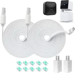 10FT L-Shaped Connector Power Extension  with Charger for  Cam Pan V3, Blink Outdoor (3rd Gen) Camera, Flat  Power Cord with Adapter (Not for  Cam V3), White, 2Pack