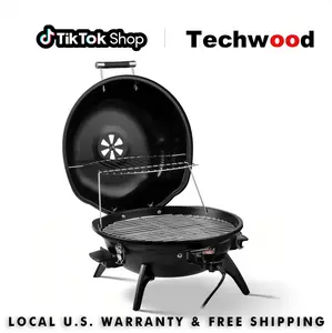 Techwood 1600W Nonstick Griddle - Adjustable BBQ Grill, 15-Serving Smokeless Griddle Grill, Portable Double-Layer Design, Removable Stand, Temperature Control, Indoor Countertop Option