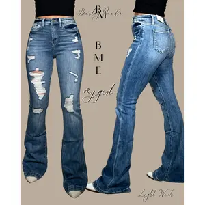 BME LIGHT Distressed HighRise Flare Jeans BME LIGHT Distressed HighRise Flare Jeans