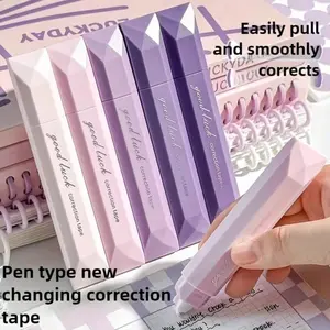Large Capacity Gradient Pen Type New Correction Tape, High Aesthetic Portable Study Supplies, Cute Style Eraser, Back-To-School Essential Office Stationery, With Eraser