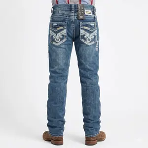 Men western jeans blue