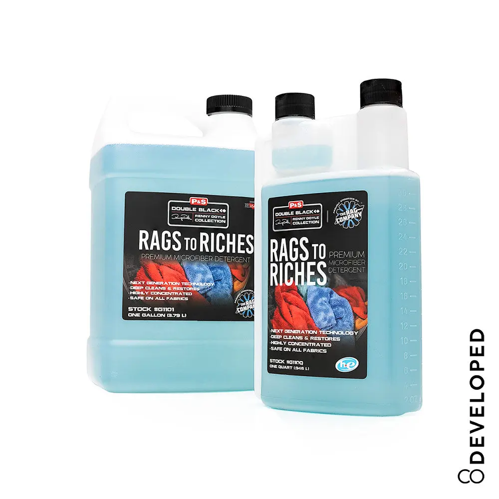 P&S DETAIL PRODUCTS Rags to Riches Premium Microfiber Cleaner-Detergent, Deep Cleans & Restores, Safe for All Fabrics, Highly Concentrated, Next-Gen Automotive Car Wash Maintenance Formula