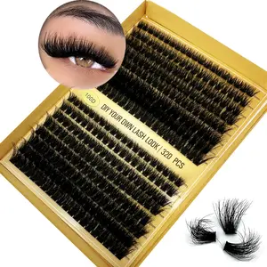 Single Eyelash Clusters 320 Pieces D Curl Eyelashes, Mixed Lengths 8-16mm, 100D/80D/60D, DIY Home Use, Easy Application, D Curl Lashes Extension Set, Eyelash Extensions, Individual False Eyelash