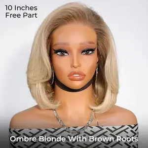 [New In] Wiggins Hair Layered Cut Bob Wig Ombre Blonde 13x4 Lace Front Wigs Human Hair Glueless Wig Ready To Go Short Bob Wig Pre Cut Lace Beginner Friendly