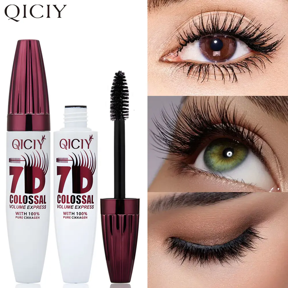 QICIY Mascara 7D Waterproof & Sweatproof, Smudge-Resistant, Volumizing & Lengthening, Dense Curl, Length-Enhancing