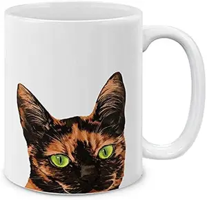 Black Orange Tortoiseshell Cat Ceramic Coffee Mug Tea Cup, 11 OZ