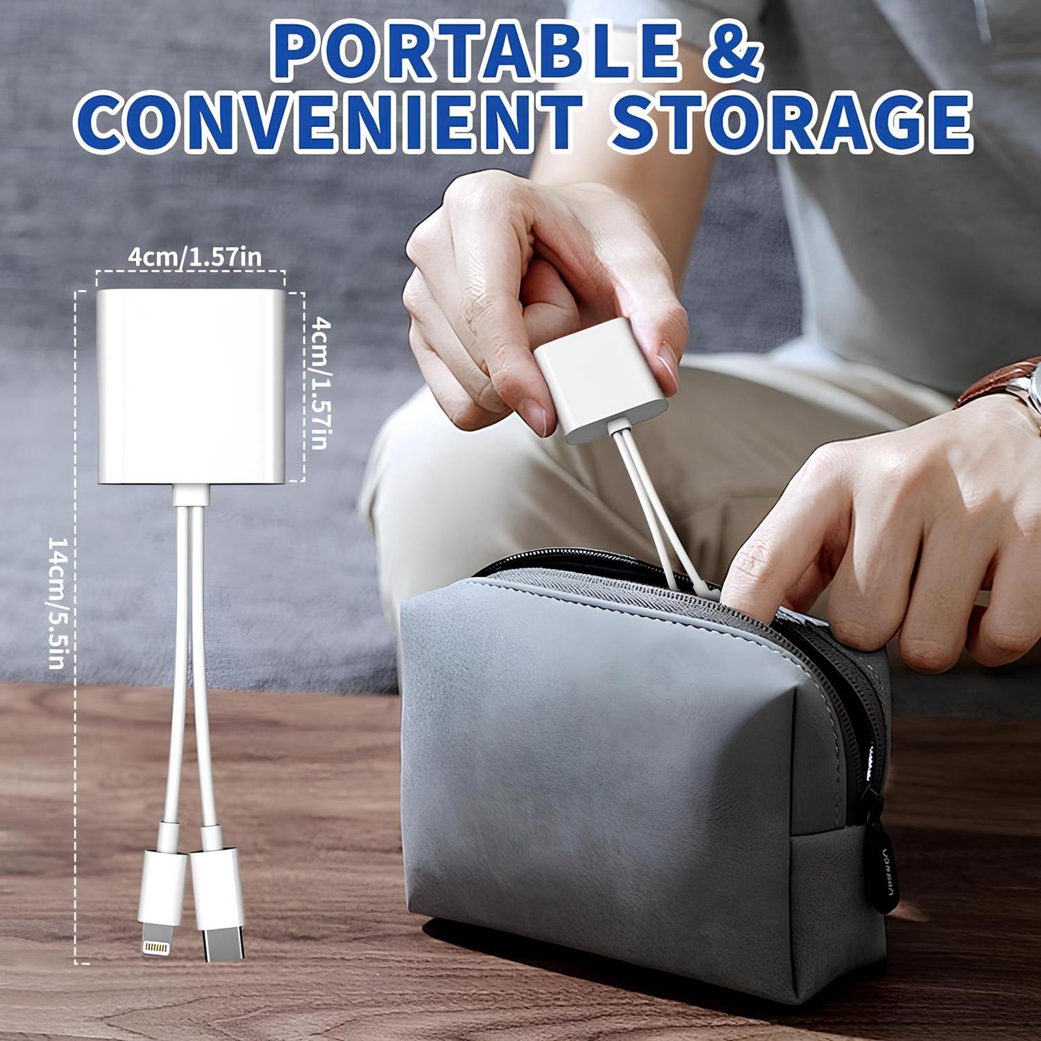 2-in-1 SD Card Reader for iPhone, iPad, USB-C & Lightning Dual Connector Digital Camera Adapter to iPhone, High-Speed Trail Camera Memory Card Viewer, Fast Transfer, Plug & Play, No App Needed