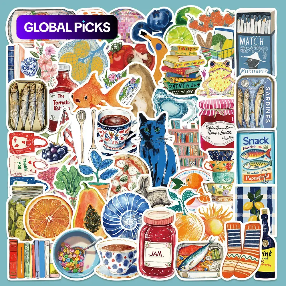 Vintage Oil Painting Series Stickers, 50pcs/set Retro Food Pattern Decorative Stickers, DIY Decals for Cellphone, Water Bottles, Laptops, Phone Cases and Screen Protectors #GLOBAL PICKS