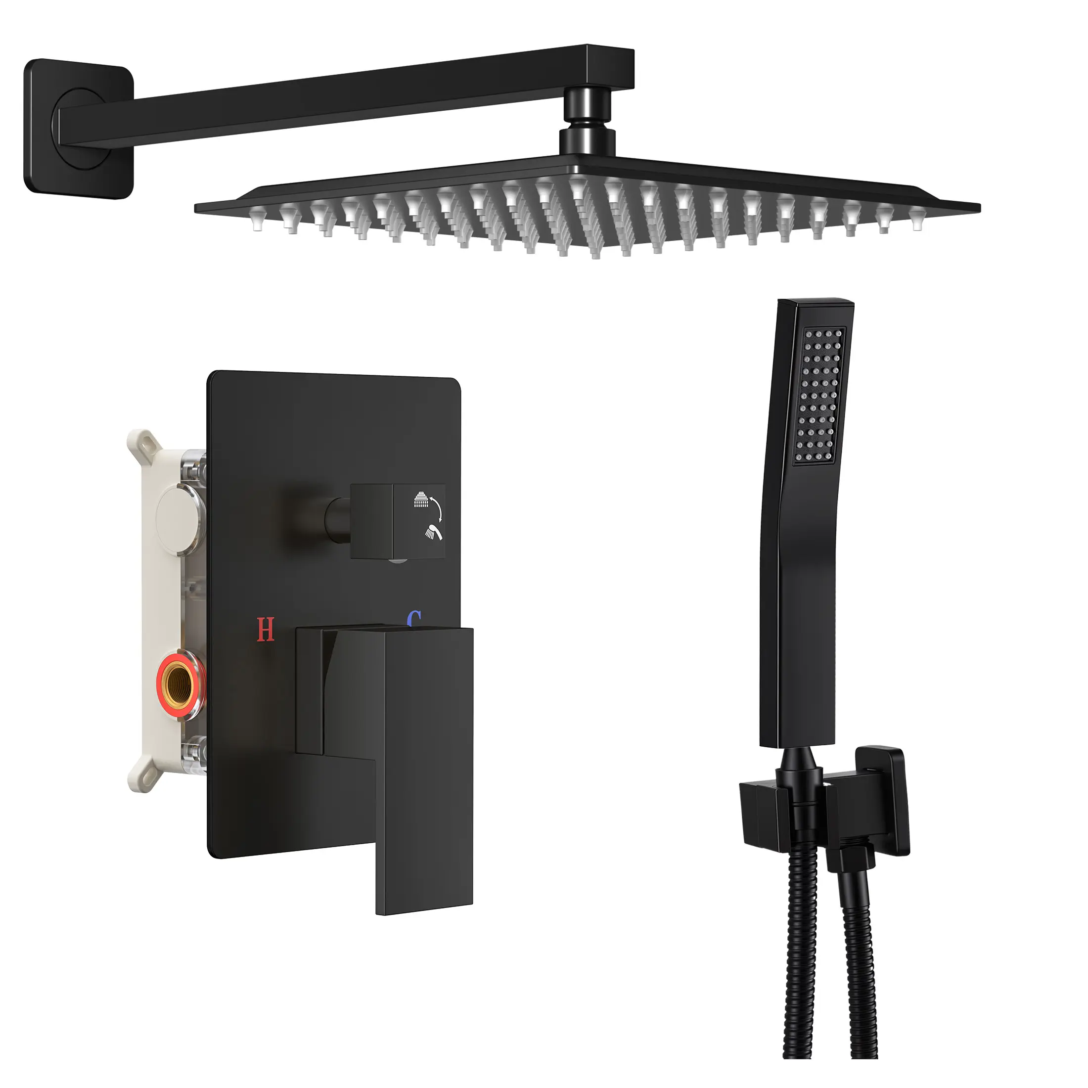 10" 304 Stainless Steel Wall Mount Shower Head and Handle Set, Anti-Rust, 360° Adjustable, Pressure Balanced, Temp Stable, High Flow Luxury Trim Kit‌