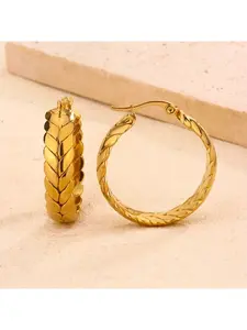 Viral Golden Wheat Hoop Earrings Hypoallergenic Stainless Steel Jewelry