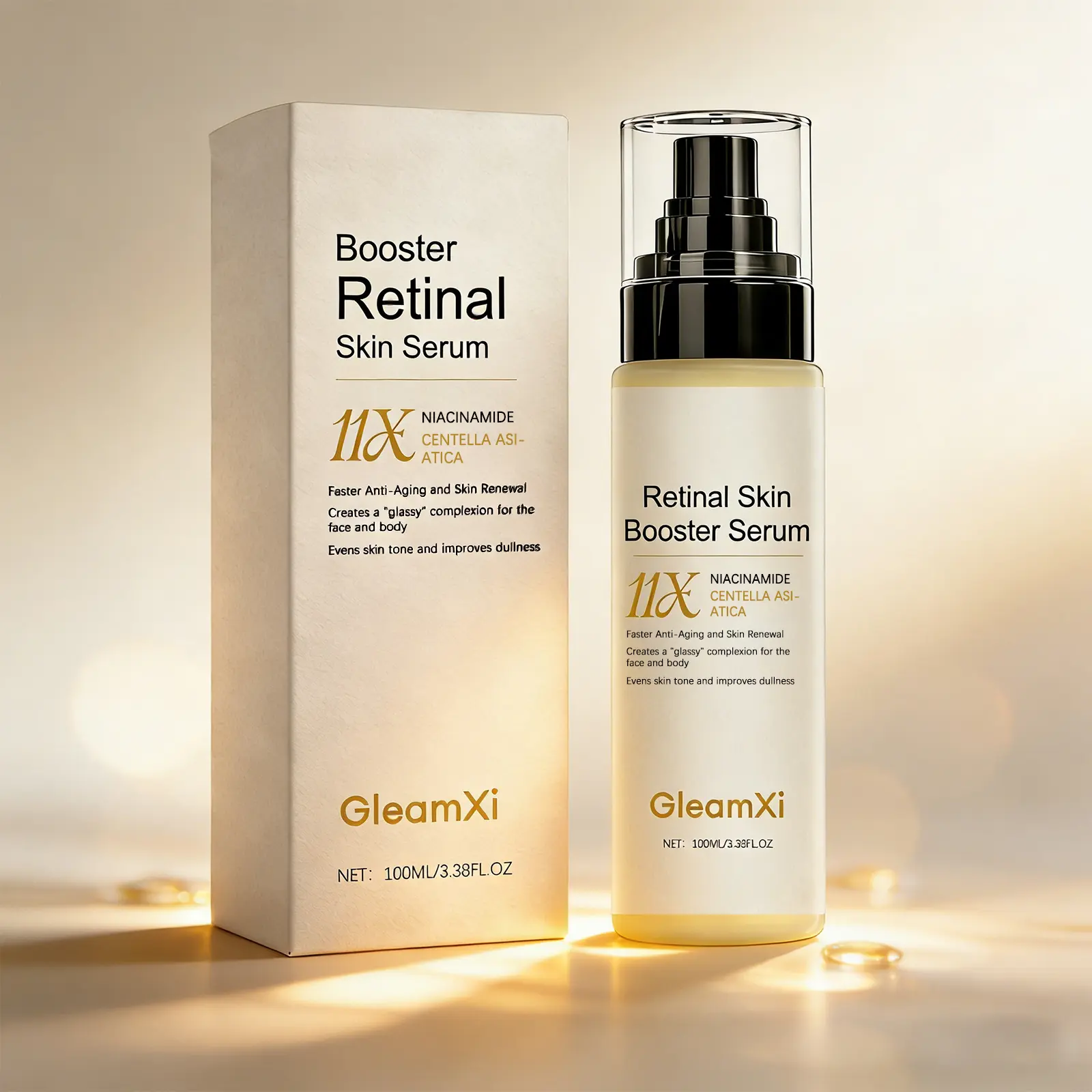 Retinal Skin Booster Serum - 100ml Skincare Treatment for Face & Body, With Niacinamide & Centella Asiatica for Radiant, Dewy & Smoother Skin, Dewy Skin