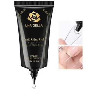 UNA GELLA Soft Gel Nail Tips Glue Gel Solid Nail Glue Gel 40ml Lamp Curing Needed Soak Off Glue Super Strong Nail Glue Gel for Acrylic  Fake Nail Tips Press On Nails for Gel Jelly Tips
