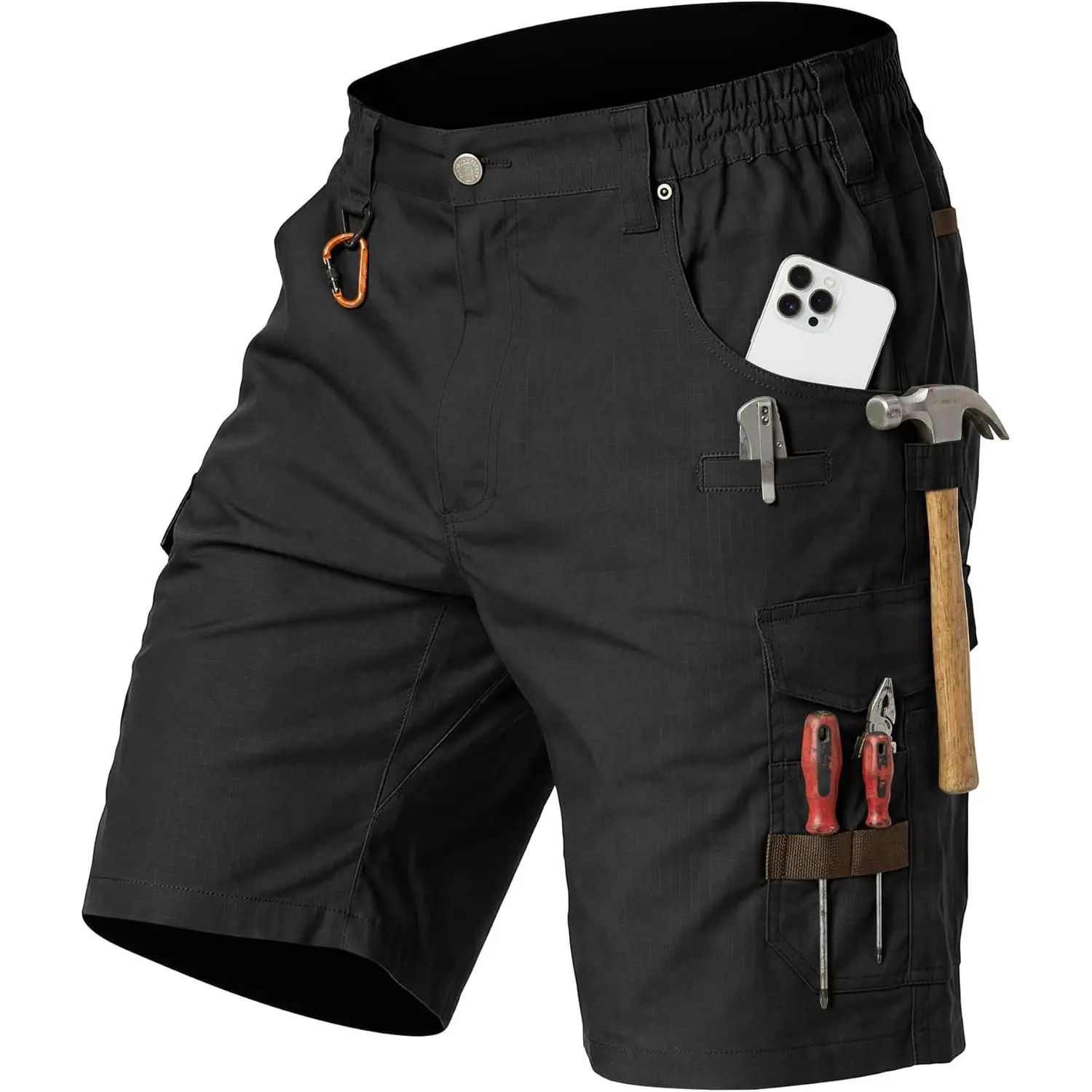 Mens Cargo Work Shorts, Rip Stop Tactical Shorts for Men Water Resistant Fishing Shorts for BDU Safari Hiking (No Belt)