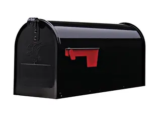 Elite Galvanized Steel, Medium, Post-Mount Mailbox in Black