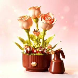 Mini block flower set, mini brick eternal bouquet, DIY STEM puzzle toys, desktop art decoration, ideal holiday birthday gift for girls, adults, and women.teacher appreciation gifts 2026,room accessories