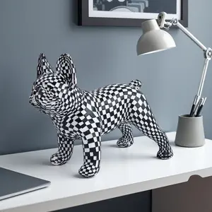 Simple Mosaic French Bulldog Resin Statue Figurine, Home Office Decor, Elegant Craftsmanship, Perfect Gift Idea