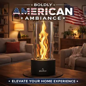 3-Panel Vortex Tabletop Fireplace Portable Easy to Move Stylish Sumptuous Look for Indoor Outdoor Use Ideal for Patio Decor Balcony