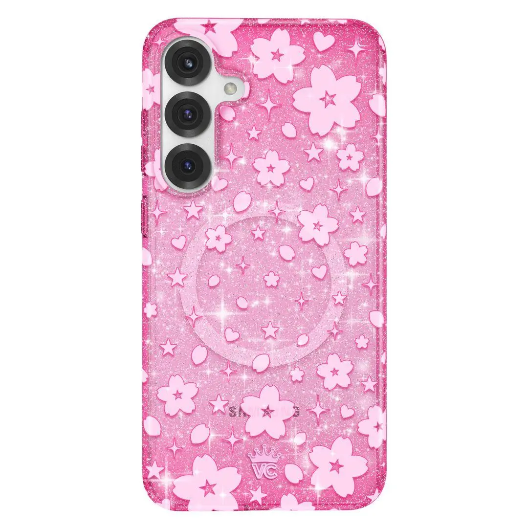 Sakura Cherry Blossom Glitter Smartphone-Cellphone Case, Protective Casing-Cover for Samsung Devices, Accessories