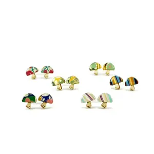 Marble Mushroom Stud Earrings