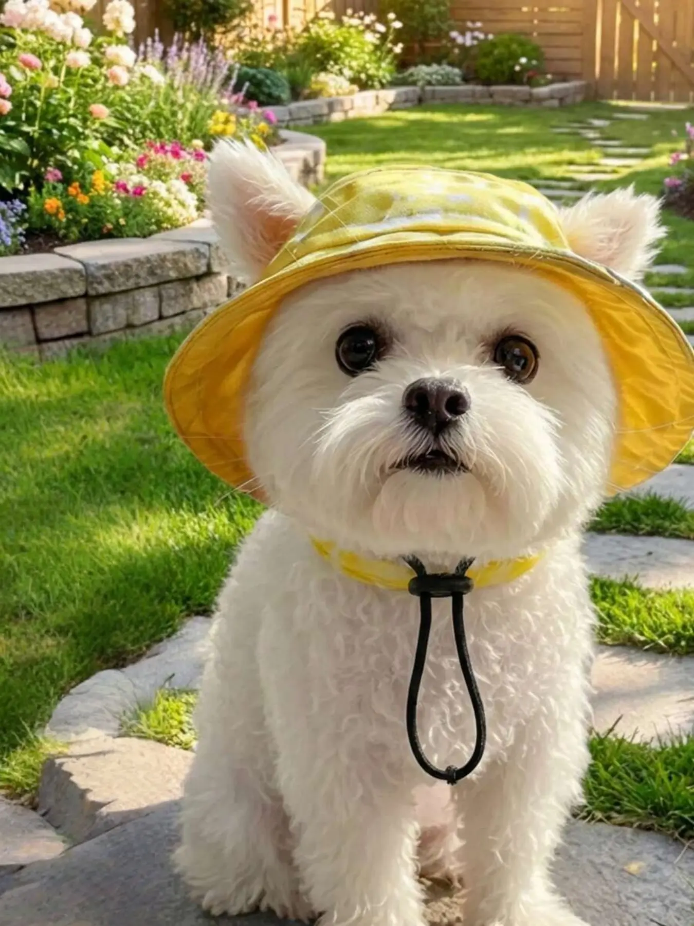 Pet Bucket Hat with Ear Holes, Adjustable Sun Hat, Dog Hat, Cat Hat, Pet Fashion Accessory