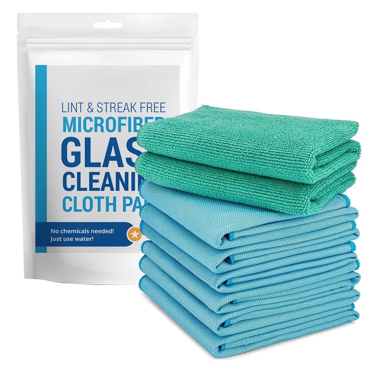 Microfiber Glass Cleaning Cloths (8 Pack) – 2-Step Streak-Free System for Windows, Mirrors & Stainless Steel |         Just Add Water, No Chemicals