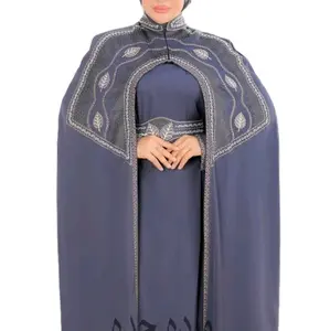 Elegant Navy Blue Abaya with Floral Embroidery for All Muslim Women Stylish and Comfortable Abaya