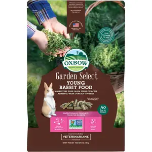 Oxbow Animal Health Garden Select Young Rabbit Food, Garden-Inspired Recipe for Young Rabbits, No Soy or Wheat, Non-GMO, Made in The USA, 4 lb Bag