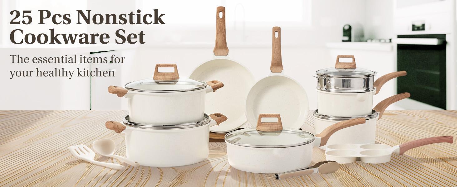 Ceramic Granite Nonstick Cookware Set - Full 25-Piece Collection