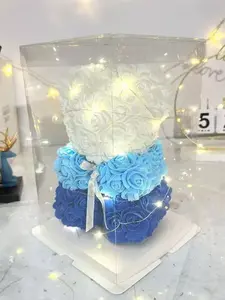 Handmade Rose Bear with Lights, Decorative Valentine's Day Gift for Girlfriend, Birthday Present for Best Friend, Elegant Gift Box