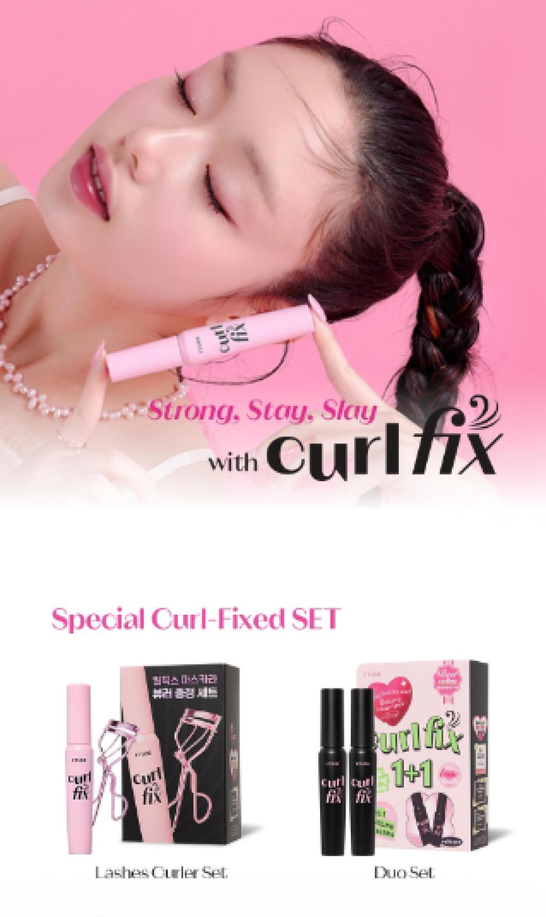 [ETUDE Official] Curl Fix Mascara & Dr. Mascara Fixer Set | 24H Smudge Proof Lashes | Volumizing & Lengthening | Waterproof & Clump-Free