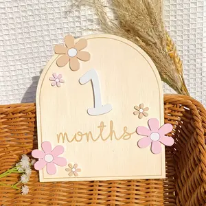 Wooden Baby Milestone Signs Set, 1-12 Months Digital Photo Memorial Plaques, Newborn Growth Tracking Decorative Props, Essential Baby Keepsakes Decor
