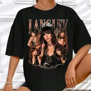 #Ella Langley Bootleg Tee – 90s Retro Country Singer Graphic T-Shirt, Short Sleeve Crew Neck T-Shirt, Pull On, Casual