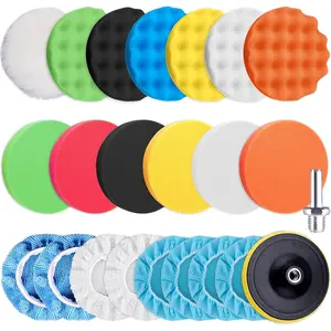 23 Pieces 6 Inch Buffing Pads Car Polisher Bonnets Foam Polishing Pad Kit Wax Buffer Polish Pads Car Buffer Attachment for Drill Automotive