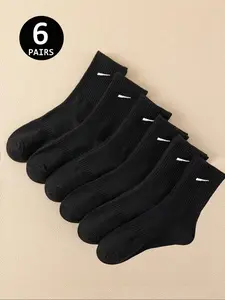 Boys' Crew Socks 6/10/12 Pairs, Casual Sports Mid-Calf Socks, Simple Versatile Student Socks, Casual Stylish Socks, Breathable Comfort Fit Ages 8-16